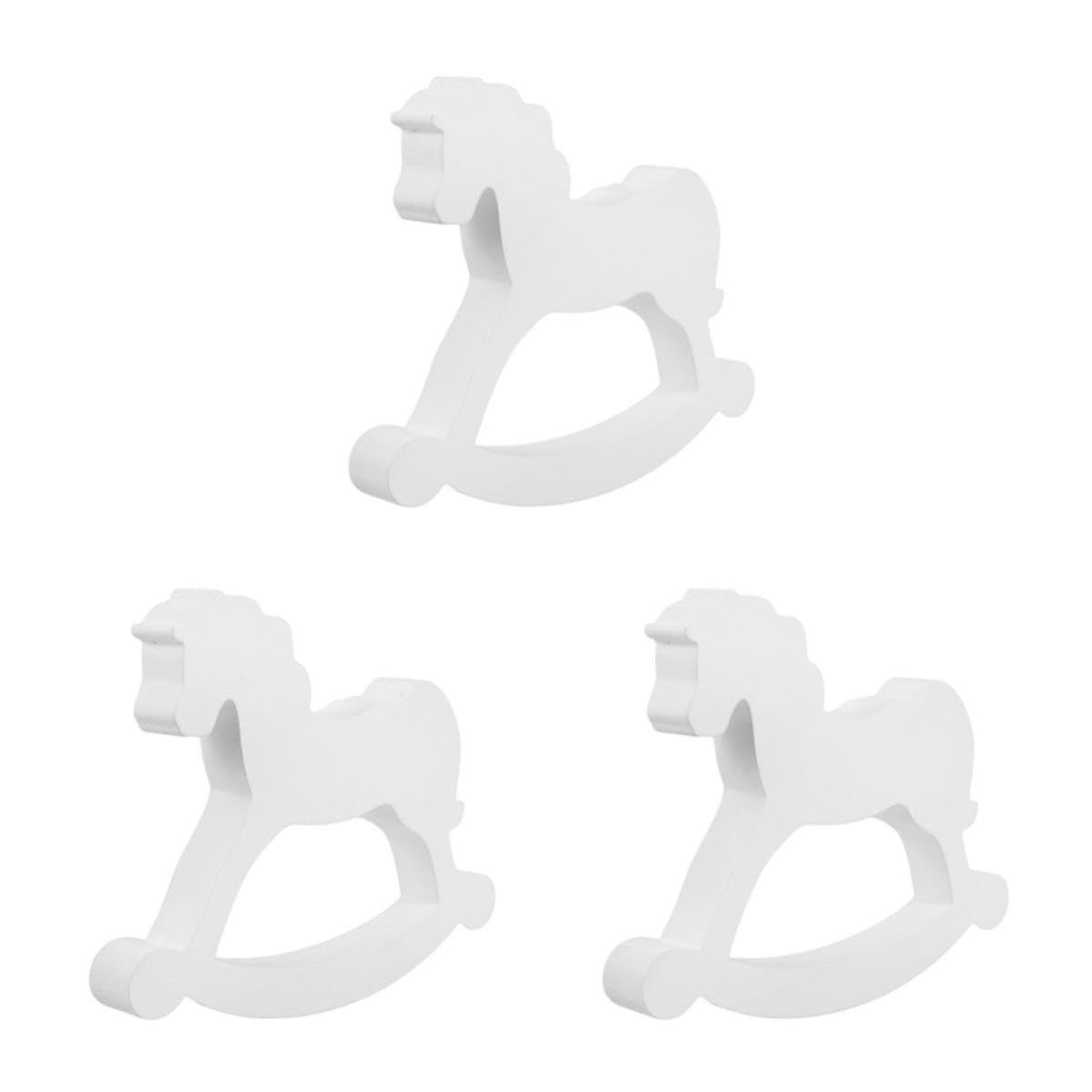 TOYANDONA 3 Piezas Caballo Mecedor Decorativo de Madera Blanco, Figura