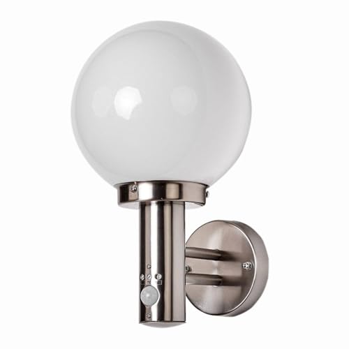 Lindby Applique extérieure Nada (Moderne) en Gris Inox (1 lampe,à E27), pour mur extérieur/façade de maison terrasse und balcon