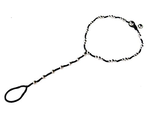 Khum Wieng Kham Women's Anklet-Toe-Ring Barefoot Sandals Footwear Silver Bead Wax Cord Bohemian