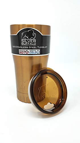 Silver Buffalo NL1008950 Double Walled Stainless Steel Travel Tumbler, 20-Ounces, Gold