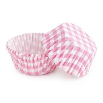 The Baked Studio - 100-Piece Colourful Cupcake Cases – Vibrant Paper Liners for Baking, Non-Stick, Food-Grade & Oven Safe (Pink Gingham) — image 1