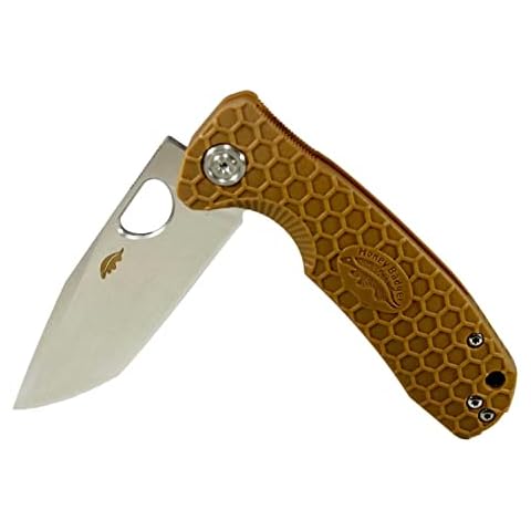Western Active HB1342 Honey Badger Tanto Small Pocket Knife 2.81" Blade Lightweight 2.57oz Folding Utility EDC Deep Pocket Carry for Outdoor Tactical Survival Camping - Reversible Clip - Small Tan Cover