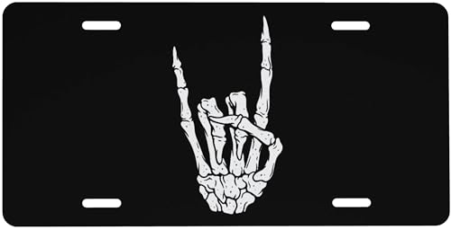 UEQIKI Front License Plate Skull Finger Love Vanity Plates Aluminum Metal Decorative Car Tag Novelty License Plate Cover for Men Women 6 * 12 in (4 Holes)