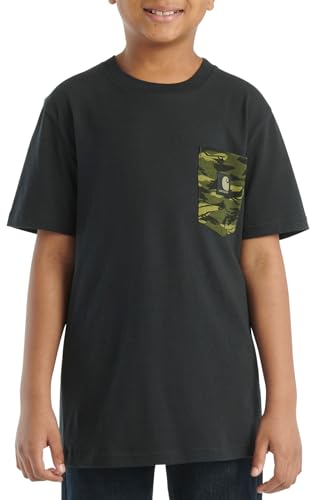 Carhartt Big Boys Camo Pocket T-Shirt, Caviar Black - Youth Small 8/10 - Main Image