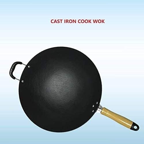 Wok de Hierro Fundido con Mango de Madera 36 cm miniatura 3