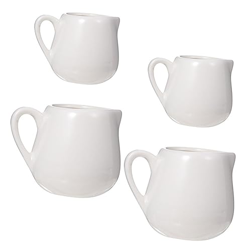 DECHOUS 4pcs Ceramic Jugs with Handle Multi-purpose Sauce Jugs for Home and Restaurant Use Stable Base for Sauces and Condiments Capacity