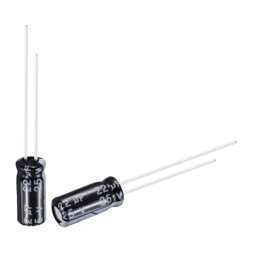 sourcing map 22uF 25V 5x11mm Electrolytic Capacitor, Radial Leads Aluminum Capacitors for TVs, LCD Monitor, VCD, 50Pcs