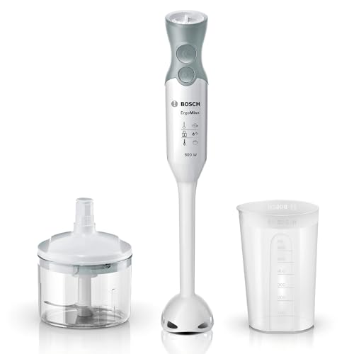 Bosch Stabmixer ErgoMixx, abnehmbarer Mixfuß, Mix- und Messbecher, 4-Klingen-Messer, Zerkleinerer, ergonomisches Design, 12 Stufen plus Turbo, 600 W, weiß/grau, MSM66020 Bosch Stabmixer ErgoMixx, abnehmbarer Mixfuß, Mix- und Messbecher, 4-Klingen-Messer, Zerkleinerer, ergonomisches Design, 12 Stufen plus Turbo, 600 W, weiß/grau, MSM66020