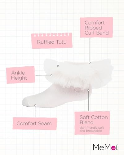MeMoi Girls' Oversized Tutu Ballerina Anklet Socks3