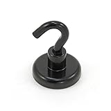 Magnet de Gancho de Neodimio Pintado en Negro Con Gancho M6 Para Refrigerador, Pizarra, Tablero de Anuncios, Archivador O Oficina - 32mm de Dimetro x 42mm de Alto - 36.4kg