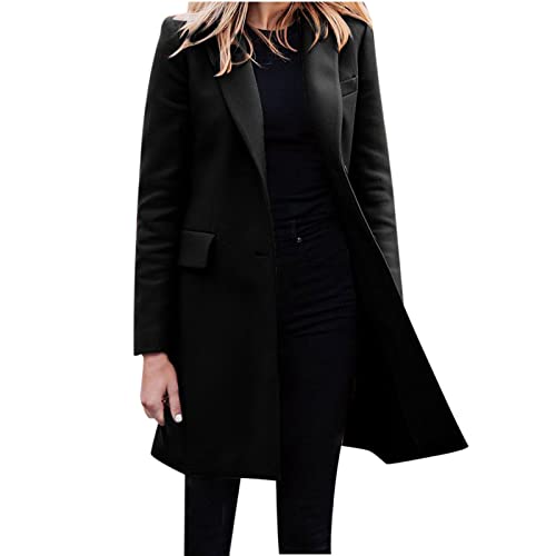 Dyhxuan Langer Trenchcoat mit Gürtel Damen Mantel Eleganter Windbreaker...