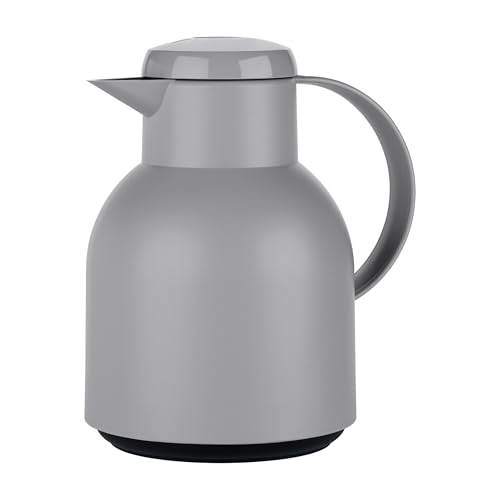 Emsa Samba Isolierkanne, 1 Liter Fassungsvermögen, Quick Press Verschluss, 100% dicht, 12h heiß und 24h kalt, mit Glaskolben… – Ansicht 1