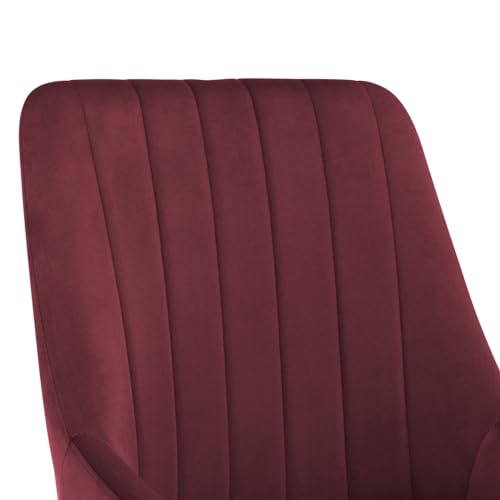 Image of Finch Fox Morris Velvet Dining Chair for Living Room, Bedroom, Home Office with Black Metal Legs in Maroon Color
