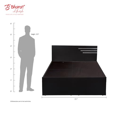 Image of Bharat Lifestyle Amsterdam Engineered Wood Queen Bed Without Storage | Matte Finish | Double Bed for Bedroom & Living Room | Knock Down Delivery | 1 Year Warranty | 72x60 Inch Mattress Size