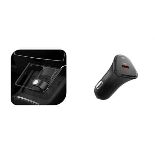 Spigen Tesla Model Y (2024-2023) & Model 3 (2023) Orta Konsol Kablosuz Şarj Bölmesi Düzenleyici Spigen 30W USB-C Araç içi Hızlı Şarj Aleti