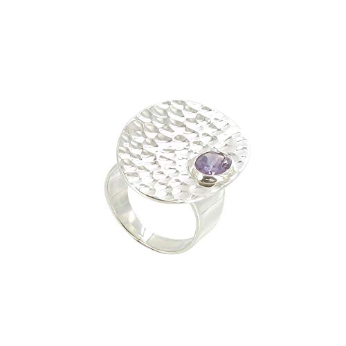 Bague Argent 925 Martelée et Améthyste Ovale Les Poulettes Bijoux