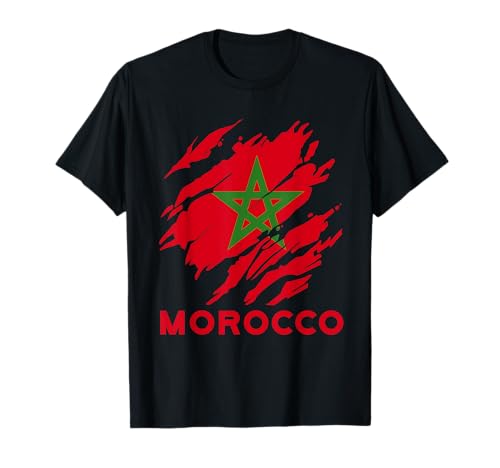 Image of Morocco Flag Vintage Style Retro Morocco Football Mor T-Shirt