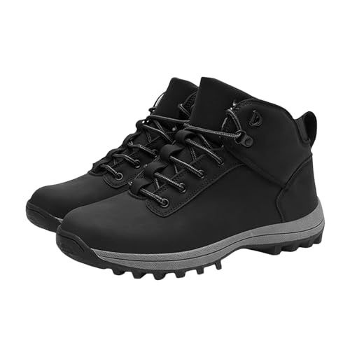スノーブーツ レディース 厚底 サイドジップ エンジニア 編み上げ ハイカット 8ホールシューズ 秋 冬用 ワーク 革靴 防水 黒 大きいサイズ boots women 1#黒24.5 cm