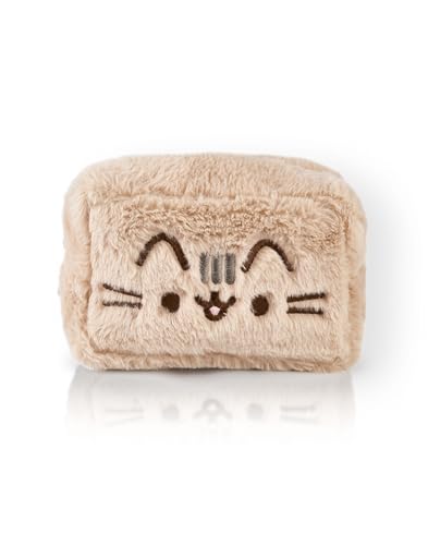 Pusheen Womens Fluffy Makeup Bag | Ladies All Over Fur with Embroidered Logo in Tan | Classic Logo Zip Cosmetic Storage Bag3