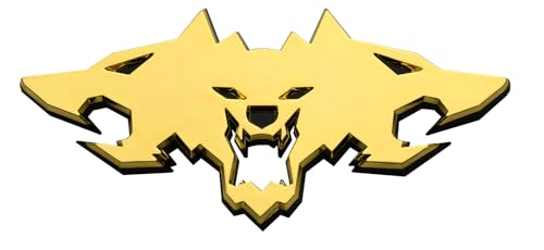 Image of Wolf Pack Emblems 3D Logo Car Badge Side Rear Styling Decal Sticker Compatible with Tesla Cybertruck Cyberbeast Motorcycles (Golden)