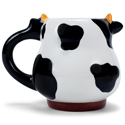 Taza de café cerámica 18 oz con diseño vaca blanco y negro miniatura 4