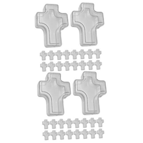 FONDOTIN 40 Pcs Cross Storage Box Clear Cross Container First Communion Favor Boxes Cross Shaped Ring Holder Religious Container Candy Boxes Jewellery Jewelry Earring Storage Case Plastic