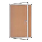 Mifuro 36"x24" Enclosed Bulletin Board, Lockable Weather-Resistant Aluminum Cork Noticeboard for School & Office, Silver Frame w/Cork