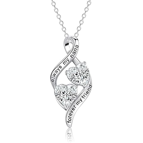 Mothers Day Gifts for Mom from Daughter & Son, Mom Gifts Sterling Silver Necklaces for Mom/Daughter/Nana,Silver Pendant Necklaces Jewelry Gifts for Mom, Christmas Gifts, Cubic Zirconia Cover