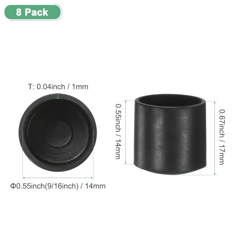 Image of M METERXITY 8-Pack Chair Leg Caps, 9 /16 Inch(14mm) PVC Chair Leg Floor Protectors for Folding Chairs /Metal Chairs /Furniture Table /Hardwood Floors, Round Non-Slip Cover End Tips [Black]