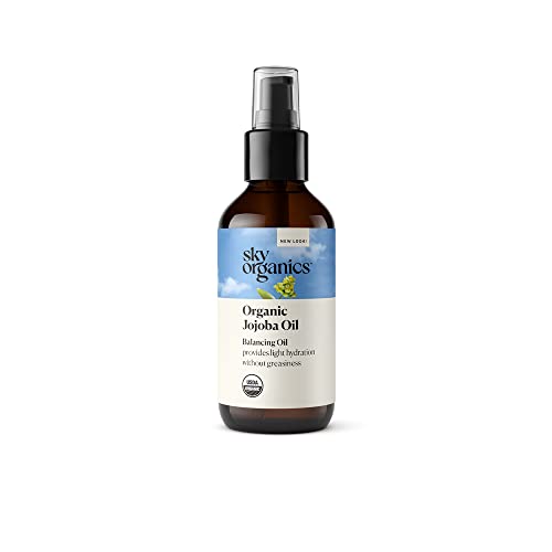 Sky Organics Organic Jojoba Oil (4 Fl Oz) Usda Organic 100% Pure And Cold-Pressed Unrefined Jojoba Oil For Oily And Dry Skin Hair And Nails Balancing Face Oil Non-Greasy Moisturizer #TOP20