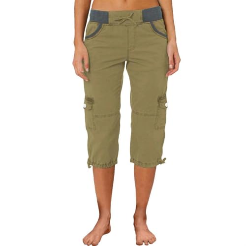Pantalon d'été décontracté de couleur unie avec cordon pour femmes JXQXHCFS