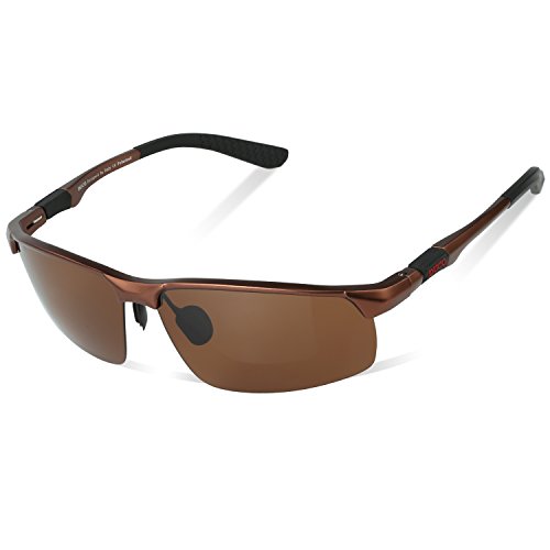 DUCO Hot Fashion Driving-zonnebril voor heren Gepolariseerde bril Sportbrillen Vissen Golf met Al-Mg-frame 8188 (bruin)