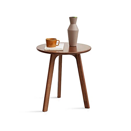 WELERONY Round End Table for Living Room Coffee Side Table, Durable All Natural Solid Oak Wood Side Table for Living Room, Bedroom, Balcony, Easy to Maintain, Brown