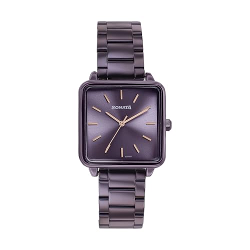 Image of Sonata Wedding Edit Quartz Analog Purple Dial Stainless Steel Strap Watch for Women