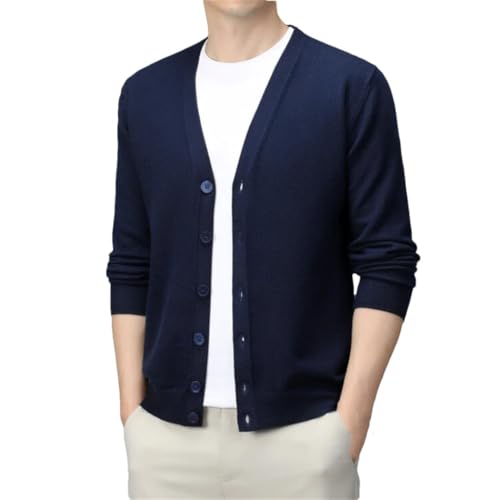 Mens Lightweight Cardigan Sweater Loose Casual Button Down Knitted Sweater Long Sleeve V Neck Knit Cardigan