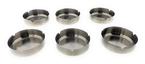 Preisvergleich Produktbild MC Trend 6er Set Edelstahl Aschenbecher Set Windschutz Asche Zigarette Zigarettenhalter Indoor Outdoor Biergarten Bistro Hotel Feier Garten-Party (6er Set Aschenbecher)
