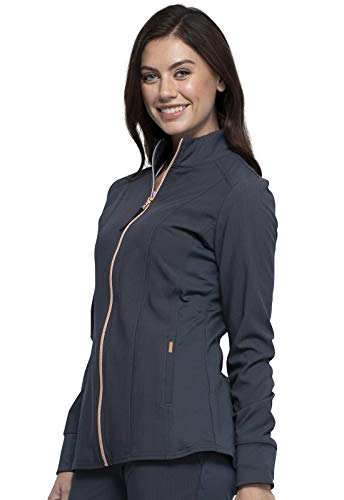 Cherokee Statement Women Warm Up Scrubs Jacket Zip Front Ck365, M, Pewter #TOP3