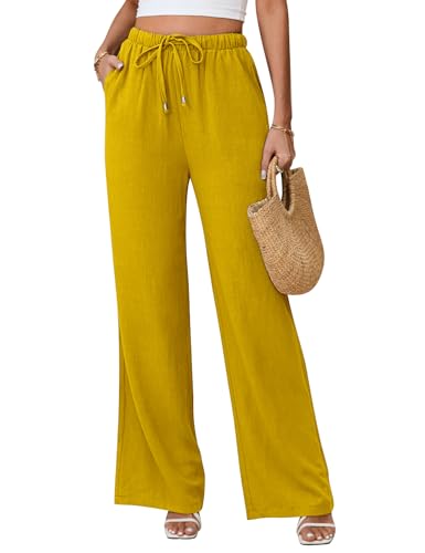 Image of Linen Pants for Women Flowy Palazzo Pants Boho High Waist Wide Leg Trousers Summer Beach Vacation Outfits 2026