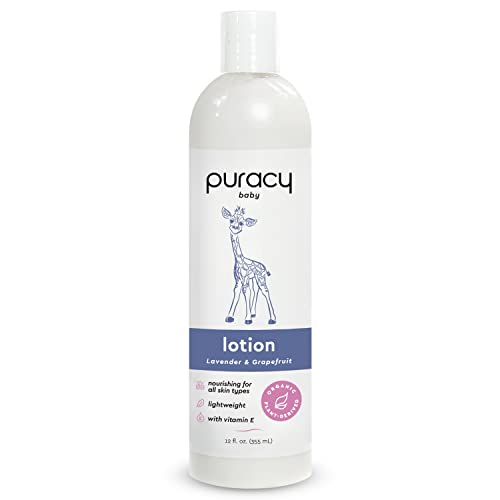 Image of Puracy Baby Lotion, Organic Moisturizer for Infants & Newborns, Natural Calming Lavender & Grapefruit for Sensitive Skin, 12 Ounce