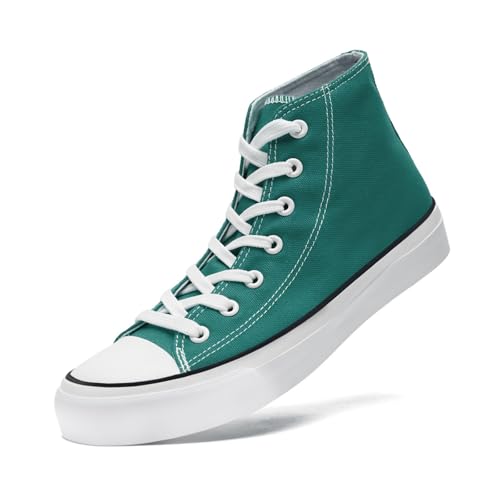 Canvas High Top Sneakers for Women Men Classic Lace Up Canvas Shoes Womens Mens Fashion High Top Sneakers Casual Tennis Walking Shoes Green