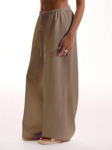 Image of RoseSeek Women's Beach Cover Ups Wide Leg Loose Linen Pants Swimsuit Coverup Summer Vacation Outfits 2026