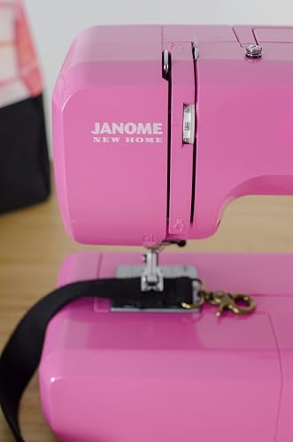 Janome Pink Sorbet Easy-to-Use Sewing Machine with Interior Metal Frame, Bobbin Diagram, Tutorial Videos, Made with Beginners in Mind!