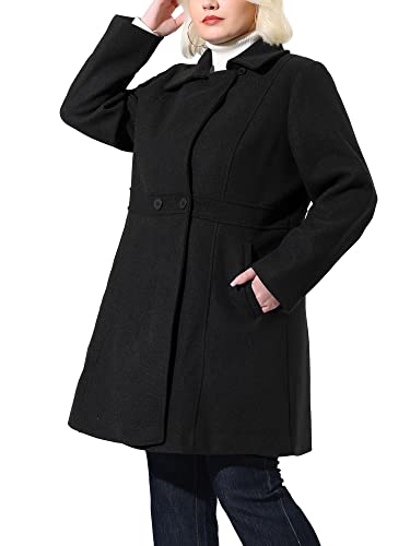 Agnes Orinda Plus Size Peacoat for Women Winter Notched Lapel Single Breasted Elegant Long Trench Coats Jacket2