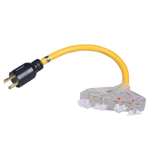 yodotek 1.5FT NEMA L14-30/Four 5-20R Generator Locking Cord,30Amp 4-Prong 10 Gauge Distribution Cord,Generator
