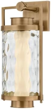 Troy Lighting Haddock Outdoor Wall Lantern | Patina Brass Solid Brass Frame | Hammered Water Glass Panel | Integrated LED Wet Rated Exterior Light | 7.75" W x 17" H | B4617-PBR