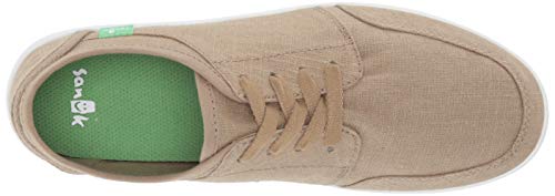 Sanuk Men's Vagabond Lace Linen Sneaker, Khaki, 8.5 M Us #TOP4