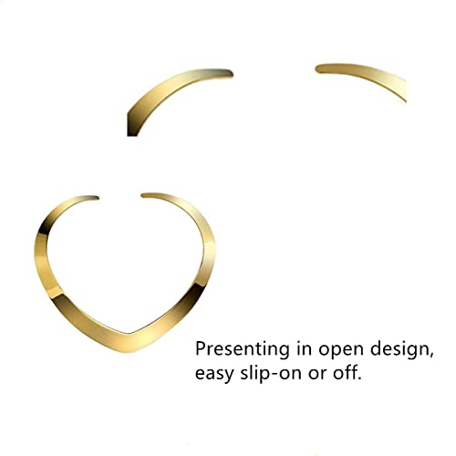 High Polished Stainless Steel Necklace, Love Choker Heart Shape Women Statement Jewelry (Gold)4
