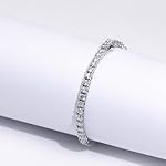 5.2-17 Carats Moissanite Diamond Tennis Bracelet for Women Men 18k White Gold Gold Plated 925 Sterling Silver Bracelet 3mm/4mm/5mm DEF Color VVS Round Cut Lab Created Moissanite Diamond Bracelet with GRA Certificate - Image 2