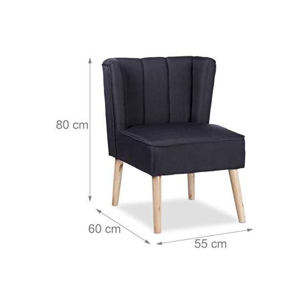 Relaxdays Retro Cocktail, Scandinavian Design, Soft Fabric, Comfortable Relaxing Wingback Chair - Image 5
