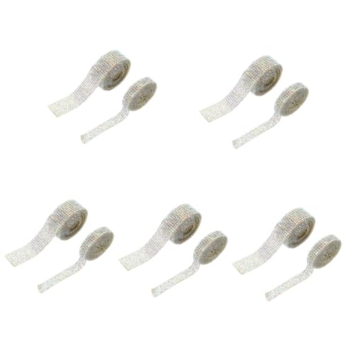 DOITOOL 5sets 2 Rolls Sparkling Rhinestone Ribbon Self Adhesive DIY Crafts Materials for Decoration for Cars and Phone Accessories Easy to Trim for Custom Lengths 2rolls*5